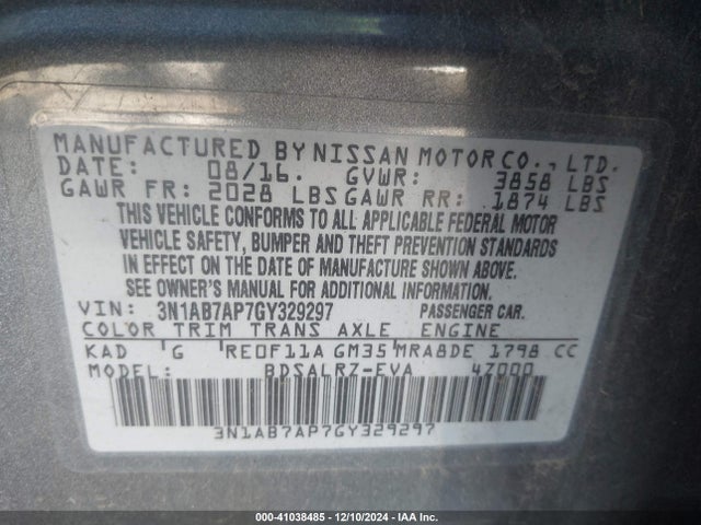 Nissan SENTRA SR 2016 3N1AB7AP7GY329297 Image 9