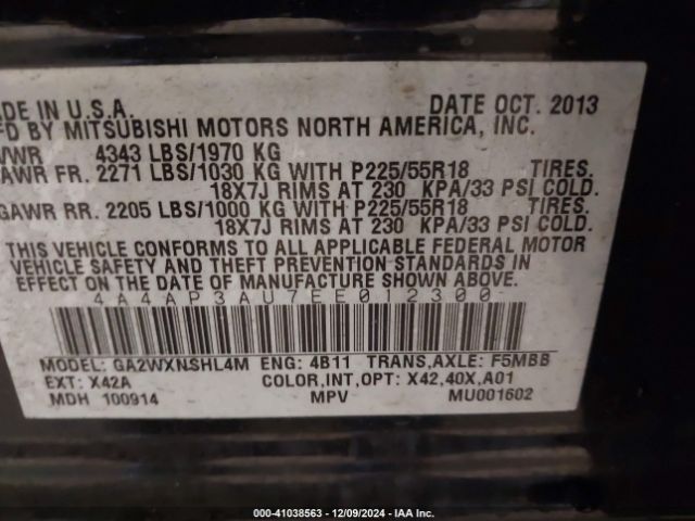 2014 MITSUBISHI OUTLANDER SPORT 4A4AP3AU7EE012300 Photo 8