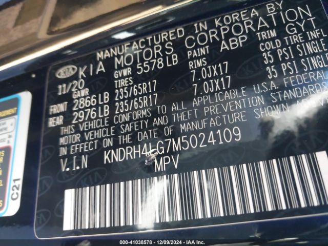 KNDRH4LG7M5024109 KIA Sorento Hybrid Ex