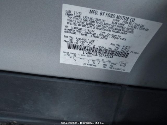 1FAHP2D81EG143554 Ford TAURUS SE