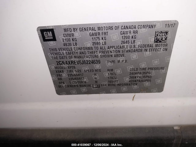 2GNAXREV6J6224639 Chevrolet EQUINOX LS