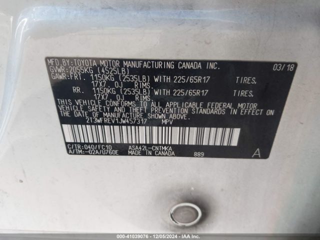 2T3WFREV1JW457317 Toyota Rav4 Adventure/xle