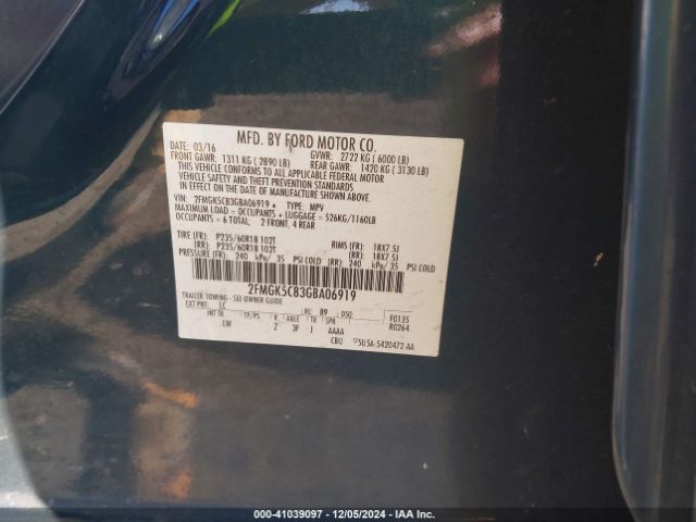 2FMGK5C83GBA06919 Ford FLEX SEL