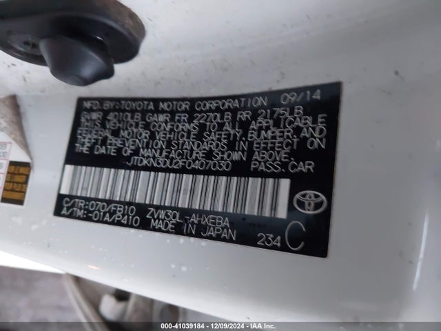 Toyota Prius Two 2015 JTDKN3DU2F0407030 Image 9