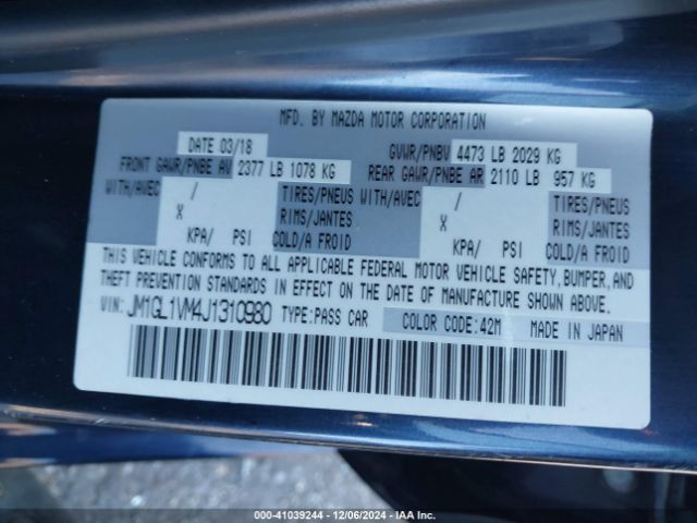 JM1GL1VM4J1310980 Mazda Mazda6 Touring