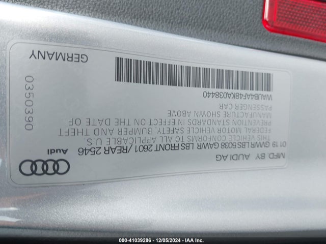 WAUB4AF48KA038440 Audi S4 3.0t Premium
