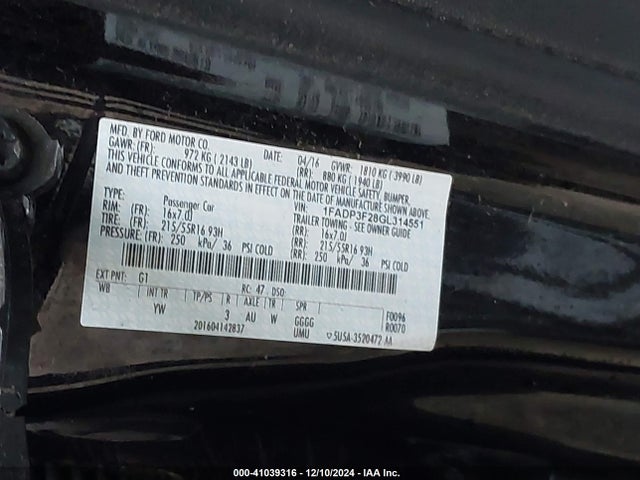Ford FOCUS SE 2016 1FADP3F28GL314551 Image 9