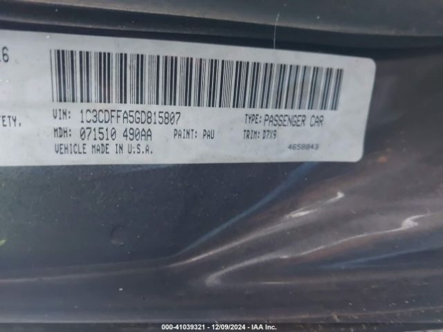 1C3CDFFA5GD815807 Dodge Dart Sxt Sport Blacktop