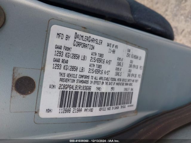 2001 CHRYSLER TOWN & COUNTRY 2C8GP64L81R183686 Photo 8