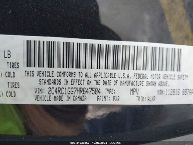 2C4RC1GG7HR647584 Chrysler Pacifica Limited