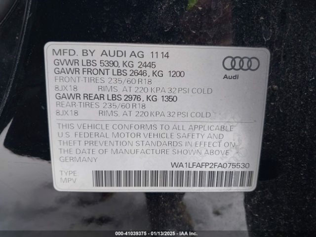 WA1LFAFP2FA075530 Audi Q5 2.0t Premium