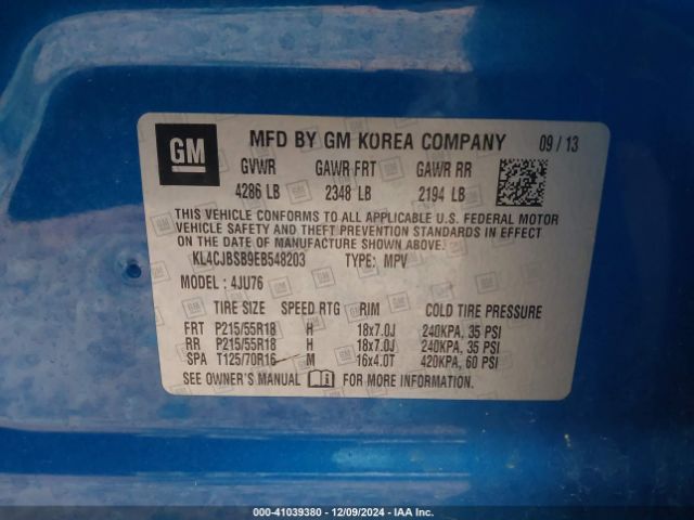 KL4CJBSB9EB548203 Buick Encore Convenience