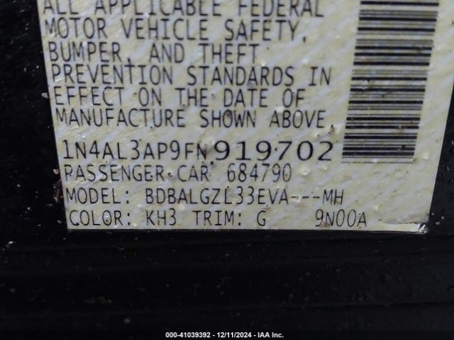 1N4AL3AP9FN919702 Nissan Altima 2.5 S