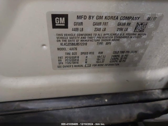 KL4CJ2SB8JB512318 Buick Encore Sport Touring