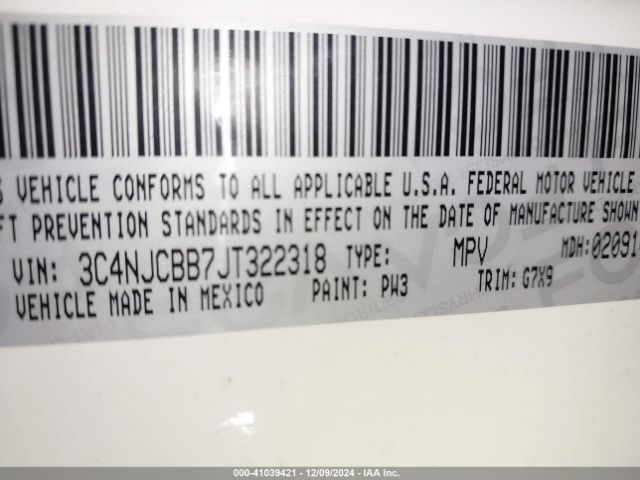 3C4NJCBB7JT322318 Jeep Compass Latitude Fwd