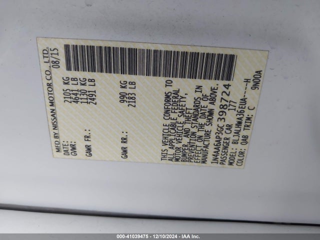 Nissan Maxima 3.5 Platinum 2016 1N4AA6AP3GC398724 Image 9