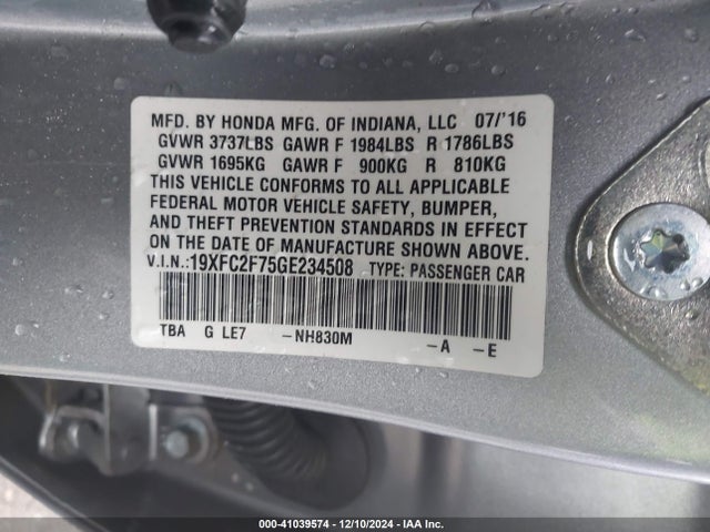 19XFC2F75GE234508 Honda CIVIC EX