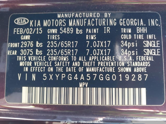 KIA Sorento 3.3l Lx 2016 5XYPG4A57GG019287 Image 9