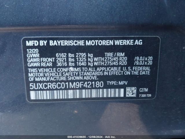 2021 BMW X5 5UXCR6C01M9F42180 Photo 8
