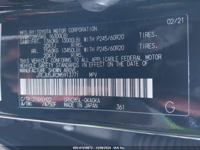 JTEJU5JR2M5913771 Toyota 4runner Nightshade Special Edition