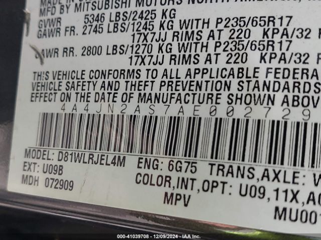 2010 MITSUBISHI ENDEAVOR 4A4JN2AS7AE002729 Photo 8