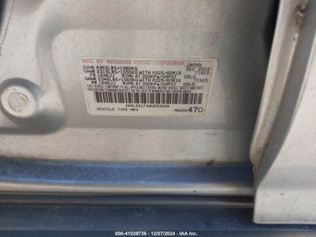 2004 MITSUBISHI OUTLANDER JA4LZ41F44U053435 Photo 8