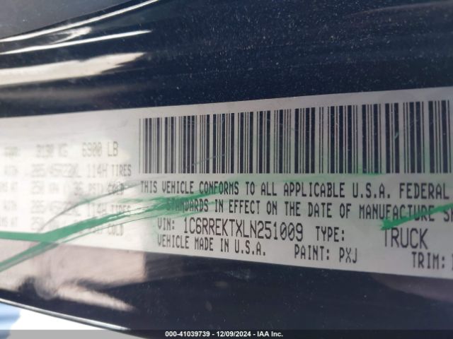 1C6RREKTXLN251009 RAM 1500 Laramie Longhorn  4x2 5'7 Box