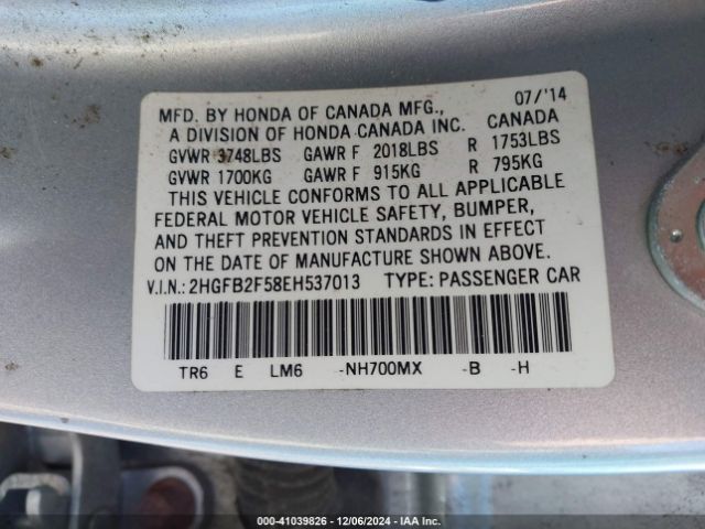 2HGFB2F58EH537013 Honda Civic Lx