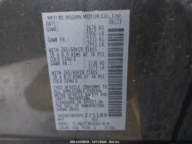 5N1DR3BD8PC275189 Nissan Pathfinder Rock Creek 4wd
