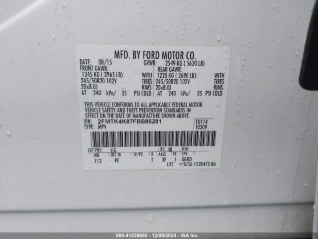 2015 FORD EDGE 2FMTK4K87FBB85281 Photo 8