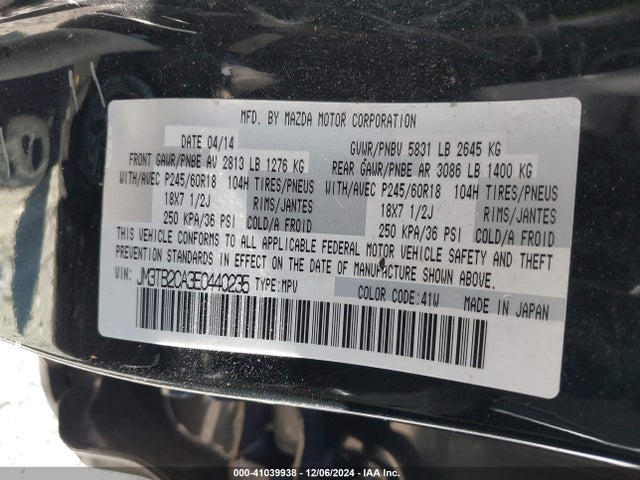 JM3TB2CA3E0440235 Mazda Cx-9 Touring
