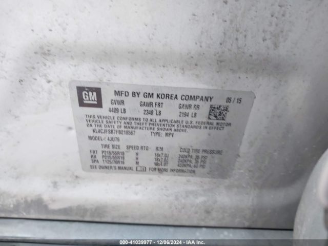KL4CJFSB7FB218567 Buick Encore Convenience