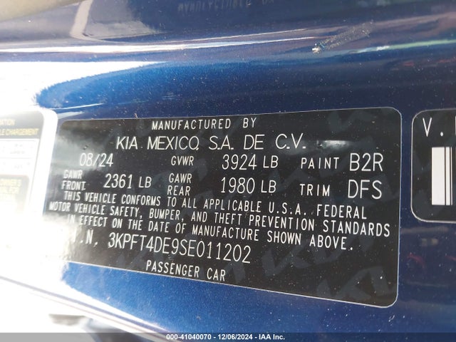 KIA K4 Lxs 2025 3KPFT4DE9SE011202 Image 9