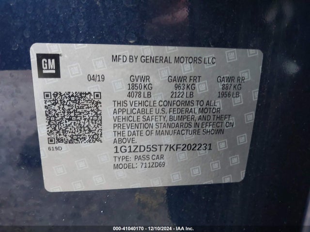 1G1ZD5ST7KF202231 Chevrolet MALIBU LT
