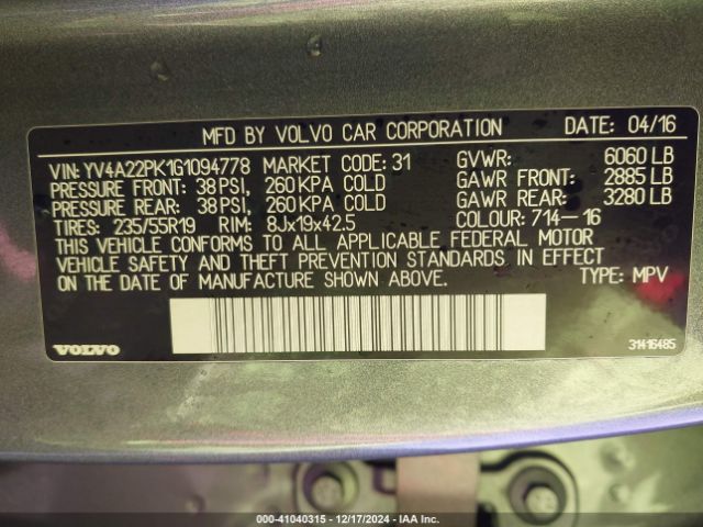 YV4A22PK1G1094778 Volvo Xc90 T6 Momentum