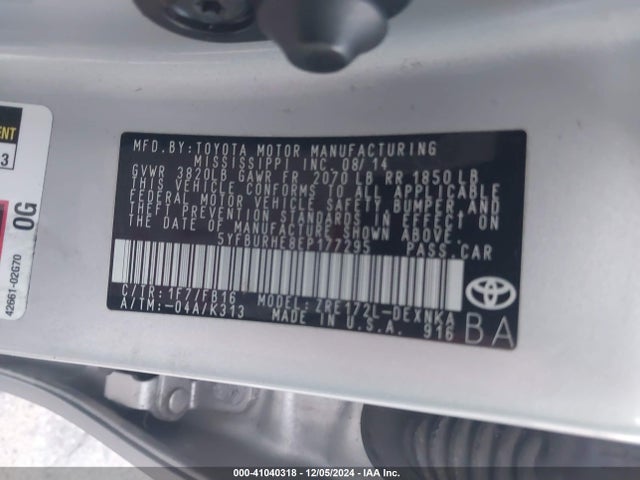 Toyota Corolla Le Plus 2014 5YFBURHE8EP177295 Image 9