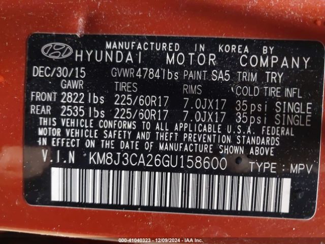 KM8J3CA26GU158600 Hyundai Tucson Eco