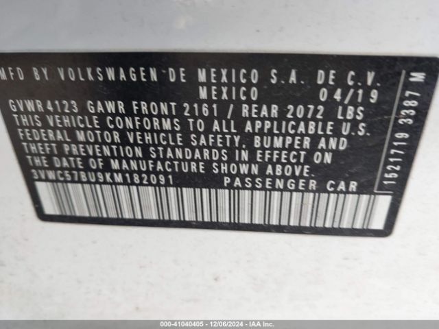 3VWC57BU9KM182091 Volkswagen Jetta 1.4t R-line/1.4t S/1.4t Se