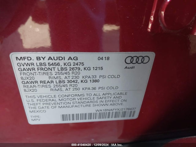WA1BNAFYXJ2176437 Audi Q5 2.0t Premium/2.0t Tech Premium