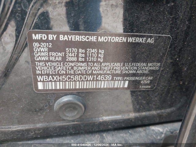 Aukcja sprzedaży 2013 Bmw 528i Xdrive, vin: WBAXH5C58DDW14639, numer aukcji: 41040426