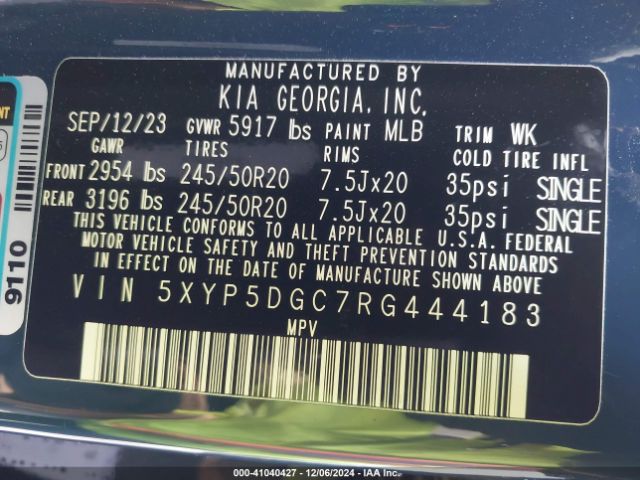 5XYP5DGC7RG444183 KIA Telluride Sx X-line