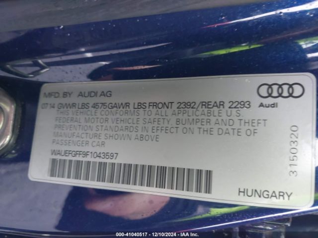 WAUEFGFF9F1043597 Audi A3 2.0t Premium