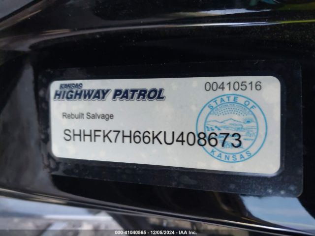 SHHFK7H66KU408673 Honda CIVIC EX