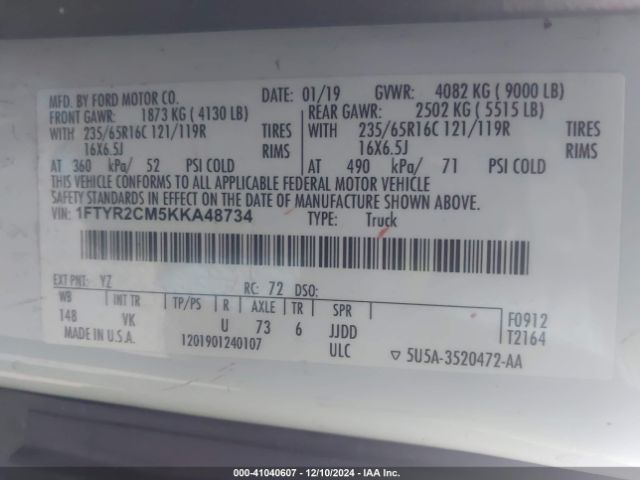 1FTYR2CM5KKA48734 Ford Transit-250