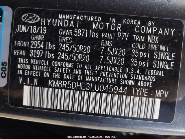 Hyundai Palisade Limited 2020 KM8R5DHE3LU045944 Image 9