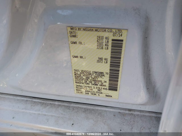 Nissan Altima 2.5 S 2015 1N4AL3AP4FC139246 Image 9