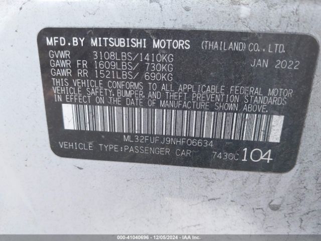 ML32FUFJ9NHF06634 Mitsubishi Mirage G4 Black Edition/es/le
