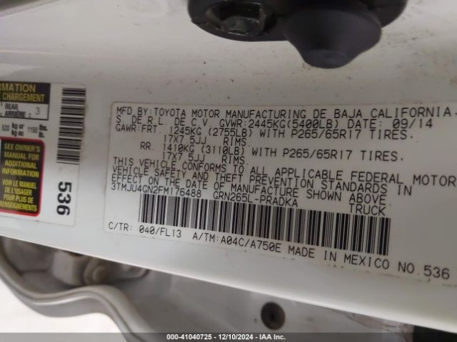 3TMJU4GN2FM176488 Toyota Tacoma Double Cab Prerunner