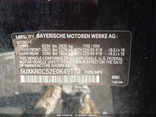5UXKR0C52E0K49170 BMW X5 Xdrive35i
