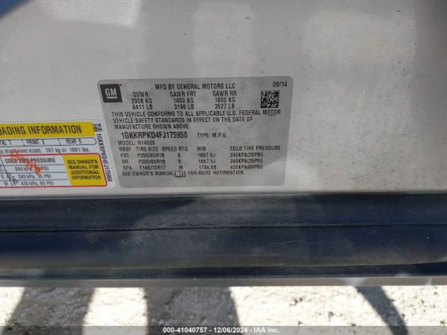 1GKKRPKD4FJ175950 GMC Acadia Sle-2